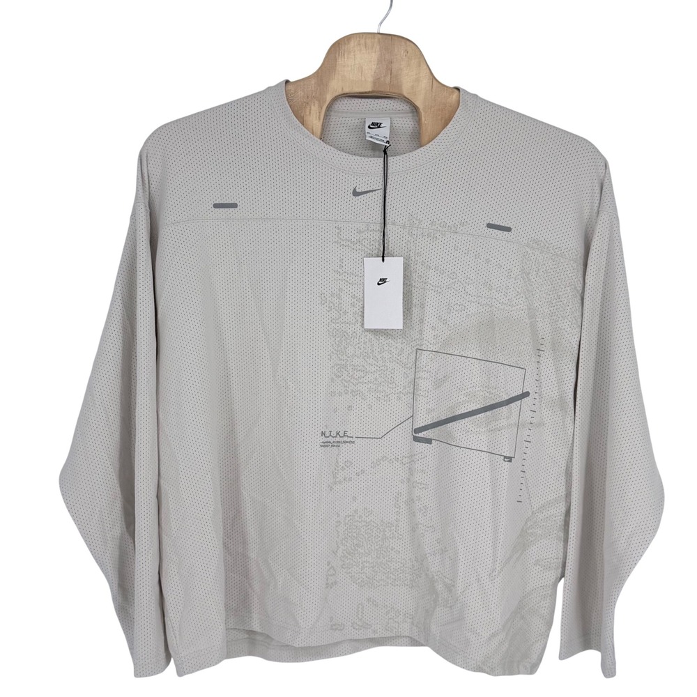 Nike Sportswear Unisex Mesh Long Sleeve Top Light Bone XXL II0631-072 NWT